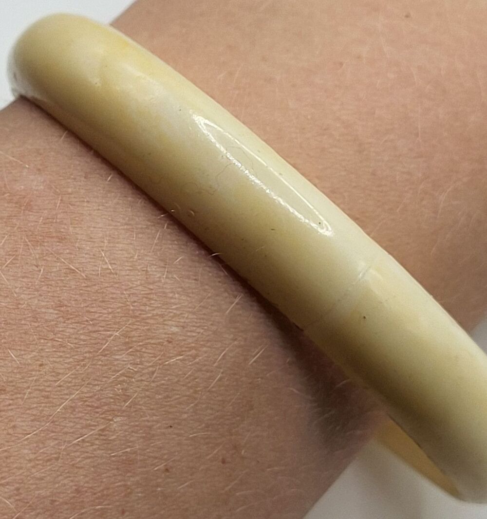 Vintage 60s Cream Acrylic Resin Bangle Bracelet  2.6in diameter